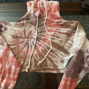 Never worn tie dye sweatshirt crop top